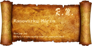 Rasovszky Mária névjegykártya